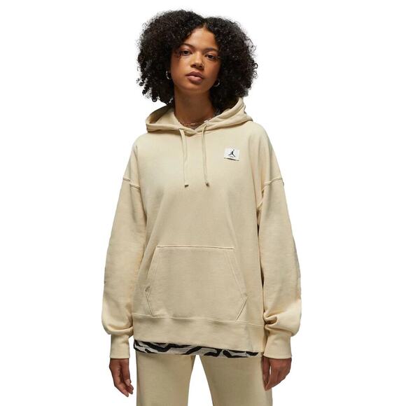 Jordan Flight Fleece Pullover Women's Hoodie Beach Beige Size XS Oversized Fit - Picture 1 of 8